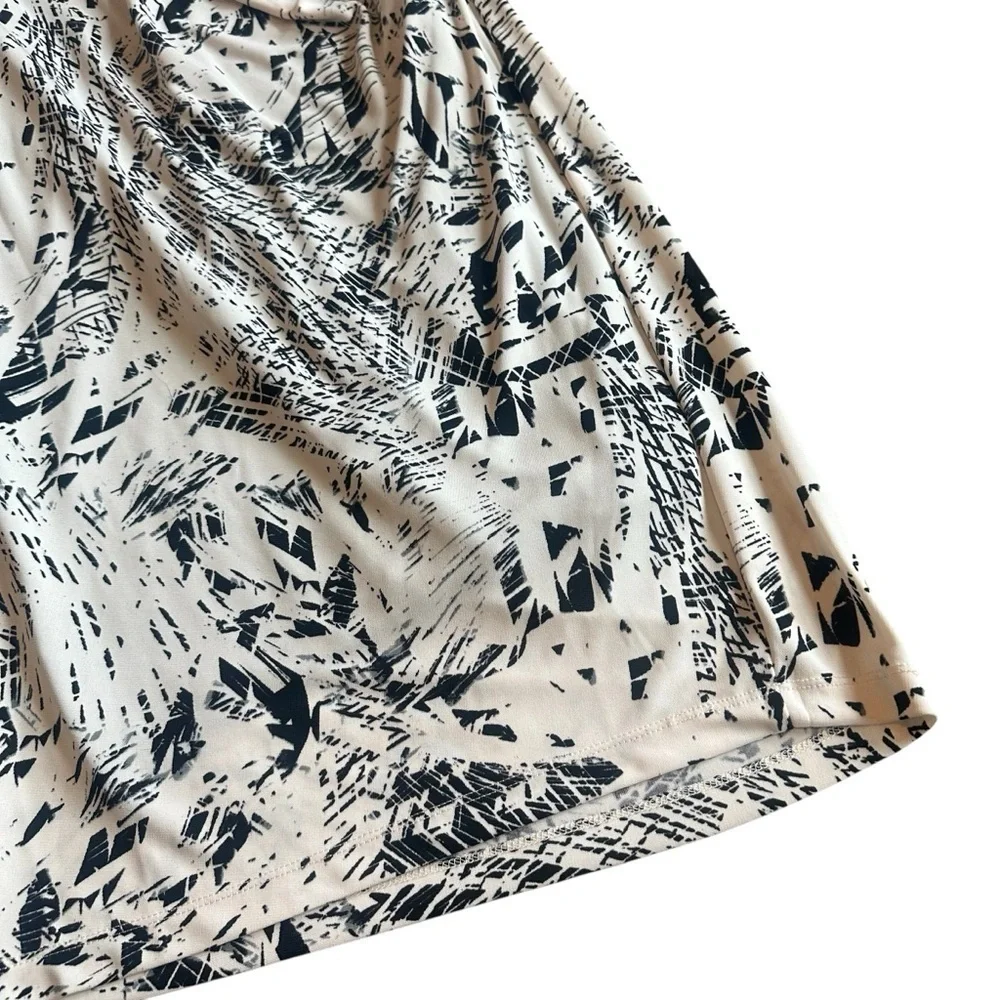 Robert Rodriguez Lydia Draped Dress Black White Print Stretch Size Large Women's